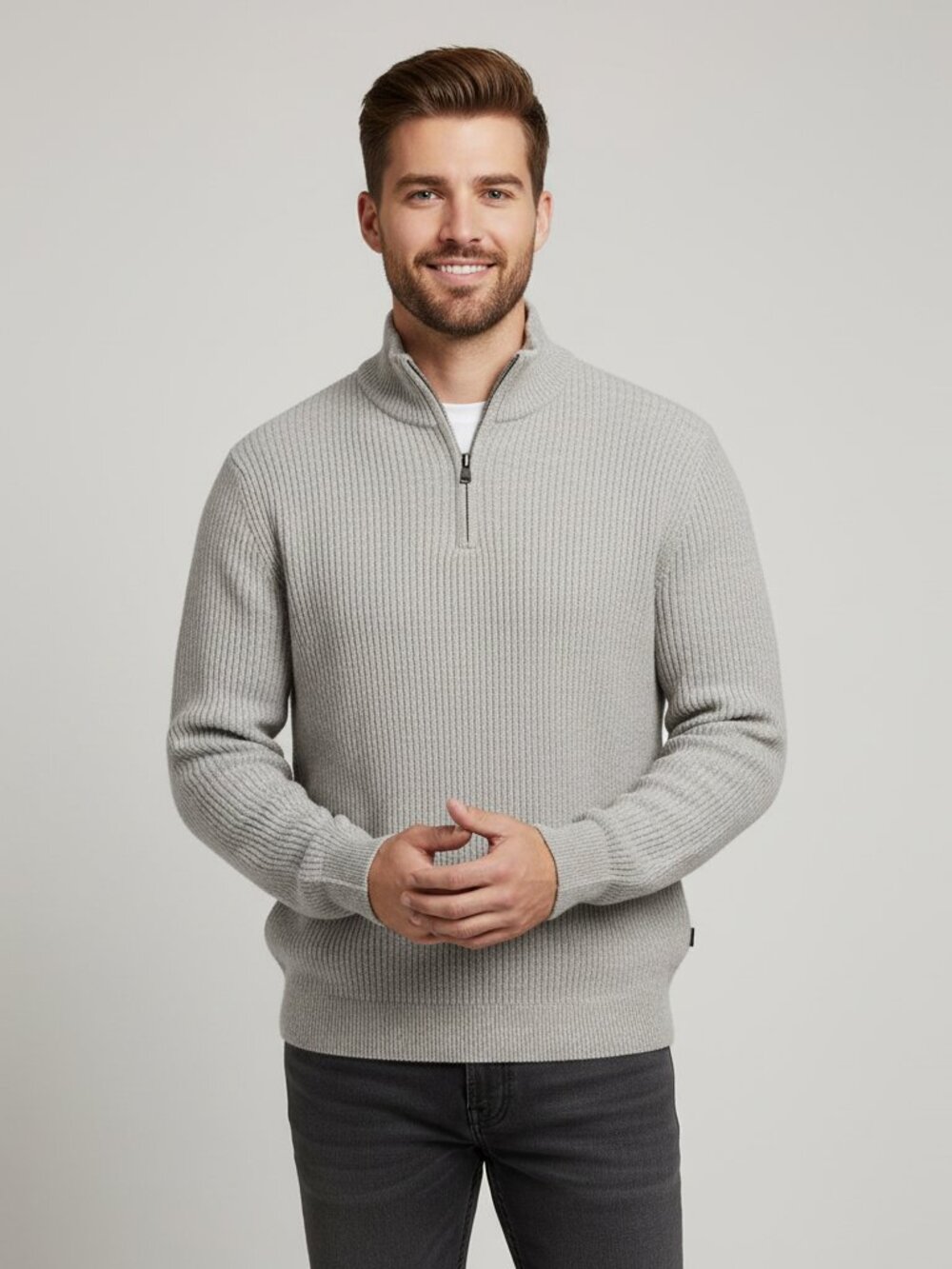 Rails Stark Quarter Zip Sweater Tan Med Luxury Casual Menswear Pullover